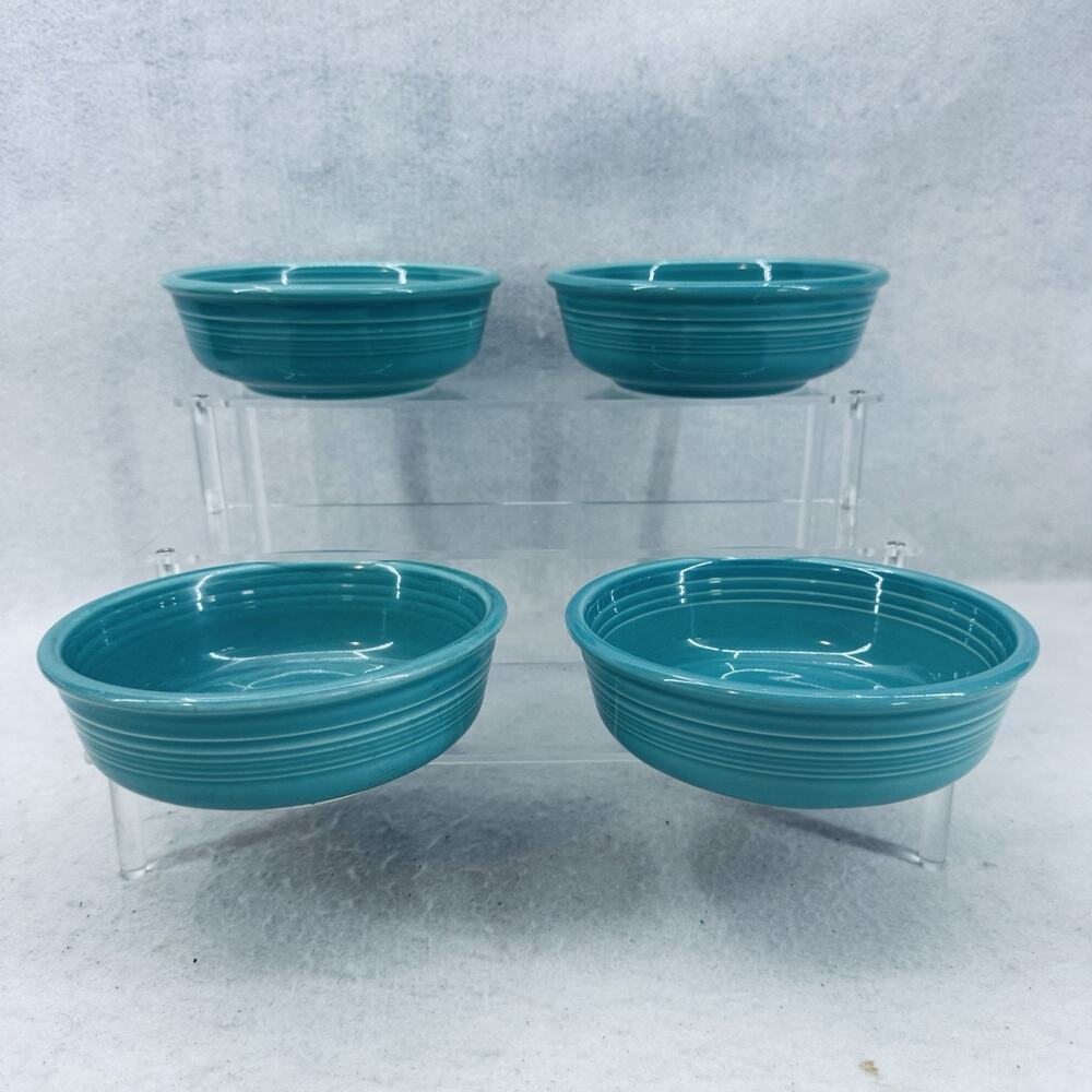 EUC 4 - Fiestaware Classic Rim Cereal Bowls Turquoise